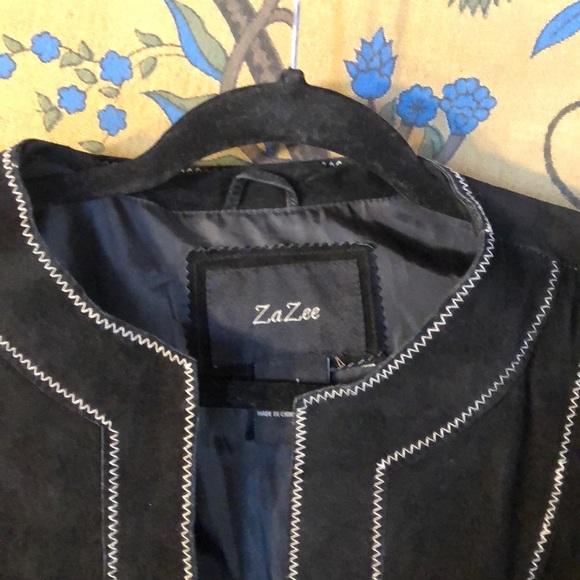 Suede Jacket with Accent Stitching and Buttons - Picture 2 of 8